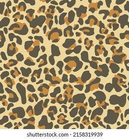 Leopard print, seamless pattern. Skin of cheetah, leopard. Fashionable fabric, elegant animal background. Animal spots. Vector texture