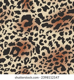 Leopard print, seamless pattern. Skin of cheetah, leopard. Fashionable fabric, elegant animal background. Animal spots. Vector texture