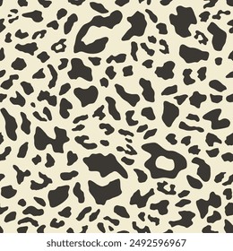 Leopard print, seamless pattern. Skin of cheetah, leopard. Fashionable fabric, elegant animal background. Exotic wild animal spots. Vector texture