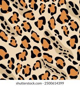 Patrón sin costuras con estampado de leopardo. Fondo de textura de Vector. Estampado clásico de moda. Diseño para textiles para el hogar, interiores, ropa de cama, tela de algodón, libro de chatarra, papel de embalaje.