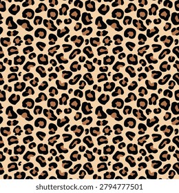 
Leopard print seamless pattern with wild cat spots
