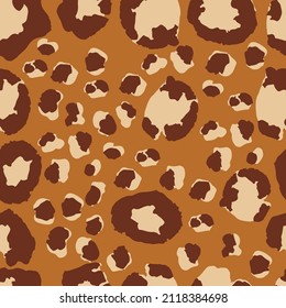 Leopard Print Seamless Vector Design. Elegant Cheetah Jungle Seamless Leopard Print. Modern Fabric Texture, Wild Fur Repeat Pattern. Cool Animal Skin Fashion Pattern. Cheetah Textile Background.