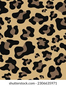 
Leopard print seamless vector pattern of a wild cat, spots on a yellow background. Disguise