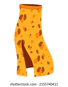 Leopardendruckrock - modernes Flachdesign Einzelobjekt. Schönes, detailliertes Bild von gefleckten weiblichen Kleidung, die in der warmen Jahreszeit getragen werden kann. Mode, lässiger Stil und Schönheit