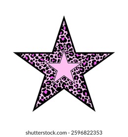  Leopard print star  on a white background. T-shirt design.