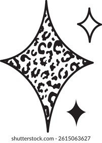 Leopard print star sparkle wild animal glitter shape pattern cute bold shine abstract fashion bright cosmic texture icon stylish pop