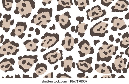 Leopard print. Trendy seamless vector print. The texture of the animals. Jaguar spots on a beige background. Imitation of cheetah skin painted on clothes or fabric, modern textile