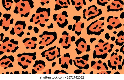 Leopard print. Trendy seamless vector print. The texture of the animals. Jaguar spots on a beige background. Imitation of cheetah skin painted on clothes or fabric, modern textile