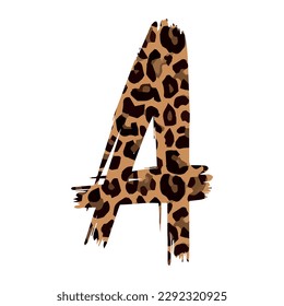 A leopard print uppercase letter A on white background