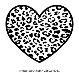 Leopard print. Vector heart. Symbol of love. Valentine's day. 