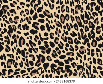 
Vector de impresión de leopardo de fondo sin fisuras, textura de moda del gato salvaje, patrón animal para textil