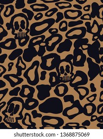Leopard print. Vector. Seamless pattern. Brown background