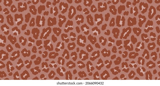 Leopard print. Vector seamless pattern. Animal skin background with brown spots on soft backdrop. Abstract exotic safari texture. Boho style colors. Jaguar, leo, cheetah fur . Organic design
