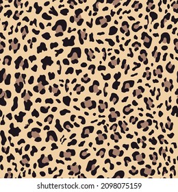 Leopard print vector seamless pattern, yellow background, trendy modern print pattern.