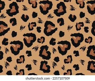 
leopard print vector seamless pattern heart, trendy stylish animal background
