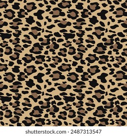 Leopard print vector seamless pattern, trendy wild cat design