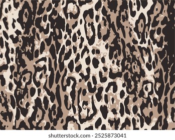 Leopard print. Vector seamless pattern. Animal skin background with black and brown spots on beige backdrop. Abstract exotic safari texture. Jaguar, leo, puma cheetah fur pattern. Repeat design