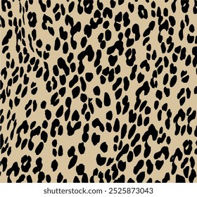 Leopard print. Vector seamless pattern. Animal skin background with black and brown spots on beige backdrop. Abstract exotic safari texture. Jaguar, leo, puma cheetah fur pattern. Repeat design