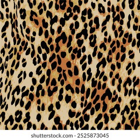 Estampado de leopardo. Patrón sin fisuras de Vector. Fondo de piel animal con manchas negras y marrones sobre fondo beige. Abstractas textura exótica de safari. Jaguar, leo, patrón de piel de guepardo puma. Repetir diseño