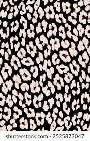 Leopard print. Vector seamless pattern. Animal skin background with black and brown spots on beige backdrop. Abstract exotic safari texture. Jaguar, leo, puma cheetah fur pattern. Repeat design