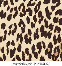 Leopard print. Vector seamless pattern. Animal skin background with black and brown spots on beige backdrop. Abstract exotic safari texture. Jaguar, leo, puma cheetah fur pattern. Repeat design