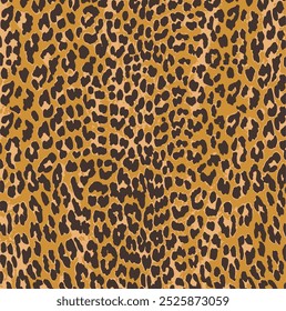 Impressão de leopardo. Padrão sem emenda do vetor. Fundo de pele animal com manchas pretas e marrons no fundo bege. Textura de safári exótico abstrato. Jaguar, leo, puma padrão de pele de chita. Repetir design