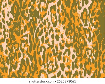 Impressão de leopardo. Padrão sem emenda do vetor. Fundo de pele animal com manchas pretas e marrons no fundo bege. Textura de safári exótico abstrato. Jaguar, leo, puma padrão de pele de chita. Repetir design