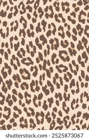 Leopard print. Vector seamless pattern. Animal skin background with black and brown spots on beige backdrop. Abstract exotic safari texture. Jaguar, leo, puma cheetah fur pattern. Repeat design