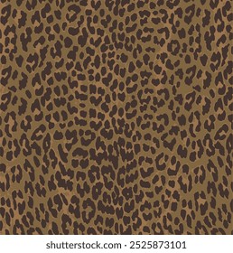 Leopard print. Vector seamless pattern. Animal skin background with black and brown spots on beige backdrop. Abstract exotic safari texture. Jaguar, leo, puma cheetah fur pattern. Repeat design