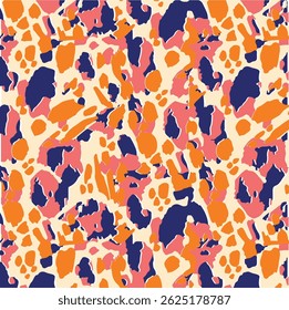 Leopard print. Vector seamless pattern. Animal skin background with black and brown spots on beige backdrop. Abstract exotic safari texture. Jaguar, leo, puma cheetah fur pattern. Repeat design