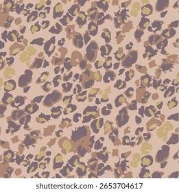 Impressão de leopardo. Padrão sem emenda do vetor. Fundo de pele animal com manchas pretas e marrons no fundo bege. Textura de safári exótico abstrato. Jaguar, leo, puma padrão de pele de chita. Repetir design