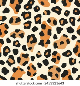 Leopard print vector seamless.  Seamless leopard skin pattern
Fashionable background for fabric, paper, clothes. Animal pattern.