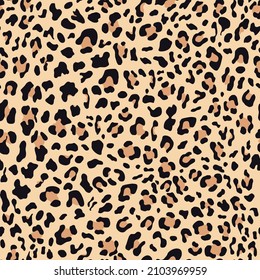 Leopard print vector texture, trendy design, seamless pattern for textiles.