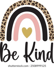  Leopard Rainbow Be Kind isolado no fundo branco