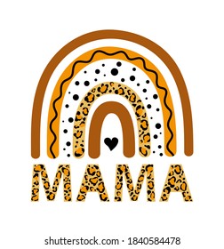 Leopard rainbow mama mom print vector illustration for shirt  svg