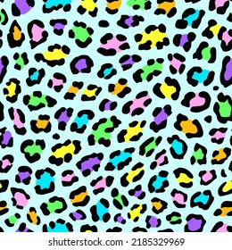 leopard rainbow spots pattern  seamless animal print  good for fabric  wallpaper  dress  fashion  background 