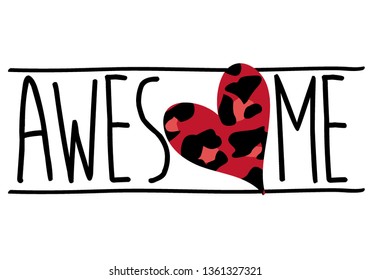 leopard red black text line girl tee illustration art vector