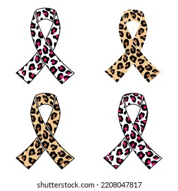 leopard ribbon isolated on white background