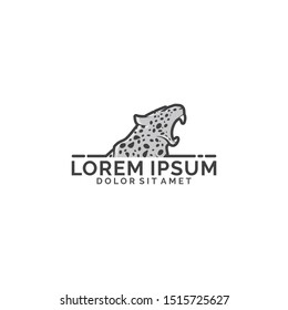Leopard roar logo template with straight line art modern symbol in flat design pictogram illustration