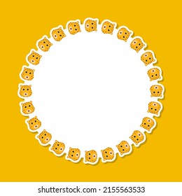Leopard with round frame for banner, poster, and greeting card