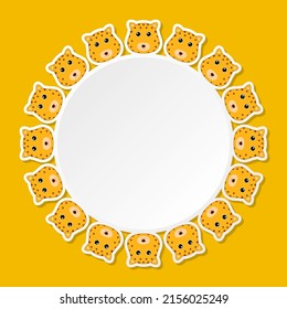 Leopard with round frame for banner, poster, and greeting card