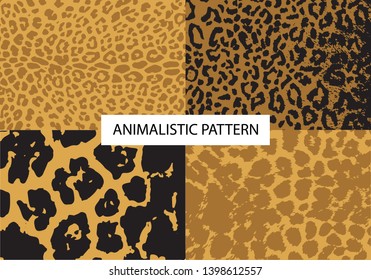 leopard. Safari. Collection, set of 4 patterns. Animalistic pattern. Animal skin. Africa. Abstract pattern for design