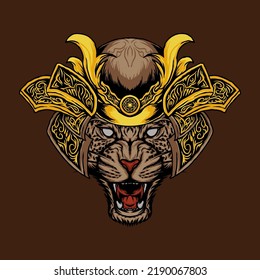 The leopard samurai illustration design vector