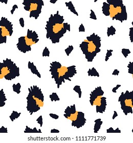 Leopard. The seamless animal skin pattern for your designs. Abstract hand drawn repeat background. Can be used for paper, branding, packaging, fabric, decor, posters, cards, etc.
