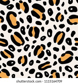 Leopard. The seamless animal skin pattern for your designs. Abstract hand drawn repeat background. Can be used for paper, branding, packaging, fabric, decor, posters, cards, etc.