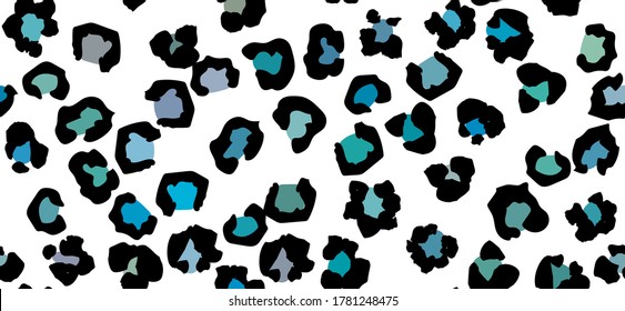 Leopard Seamless Blue Fun. Blue Leopard Print. Leo Animal Stain. Cheetah Jaguar Mud Skin. Blue Leopard Background. Leo Vector Trout Ink. Blue Leo Animal Blot. Navy Gradient Cheetah Glitter Ink Pattern