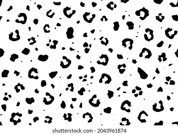 Leopard Seamless Camouflage Pattern. Leopard Seamless Vector. Snow Jaguar Print. Leopard Animal Print. Black Cheetah Trendy Spot. African Monochrome Splash. White Leopard Dirty Fur. Snow Animal Spot.