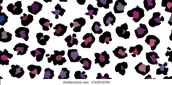 Leopard Seamless Ink. Colorful Cheetah Print. Leo Animal Stain. Vector Animal Ink. Violet Leopard Trendy Skin. Purple Animal Jaguar. Gradient Leopard Texture Spectrum. Abstract Panther Pattern Fun