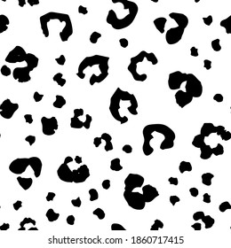 Leopard Seamless Jaguar Cat. Black Vector Print. Leopard Abstract Pattern. Snow Animal Blot. Cheetah Seamless Leather Background. White Cheetah Jaguar Skin. Mud Animal Print. Black Leopard Animal Ink