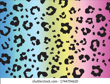 Leopard Seamless Jaguar Fun. Pink Leopard Print. Gradient Leopard Texture Background. Blue Mud Animal Splat. Cheetah Trendy Spot. Yellow Abstract Panther Spatter. Vector Repeat Fur. Purple Animal Foil